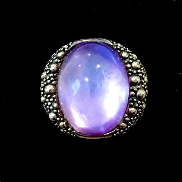 MICHAEL DAWKINS Starry Night Amethyst Doublet Sterling Silver 925 Ring Sz 7-3/4 - Picture 1 of 17